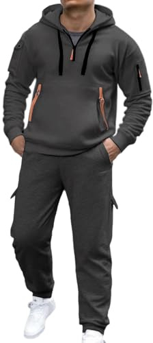 Tuta Uomo Completa Invernale Felpa Con Zip e Cappuccio Due Pezzi Felpe e Pantaloni Tuta Set Tracksuit Tute da Ginnastica Completo Abbigliamento Sportiva Tuta Felpata Complete Offerte Suit Sportiva