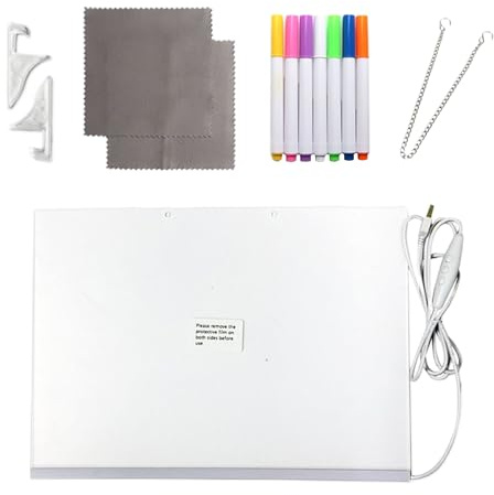 Pizarra Luminosa Para Dibujar Para Niños | Pizarra Borrable Iluminada - Herramienta de Escritura Acrílica con Bolígrafos de 7 Colores para Notas y Dibujos
