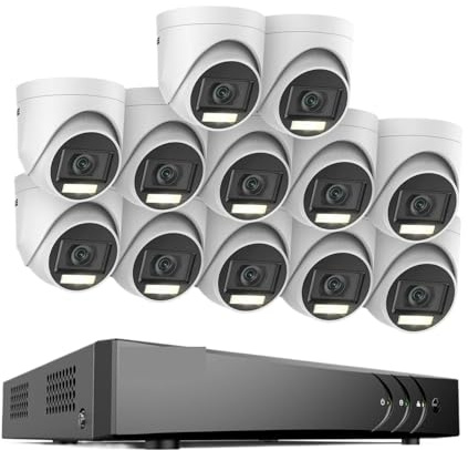 Système De Caméra Sécurité Lite 16 Canaux 5 MP H.265 + DVR Surveillance PIR Caméras Dôme Extérieures Kit Résistant Aux Intempéries IP67 DéTection De Mouvement(None,16CH 12PCS Kit)