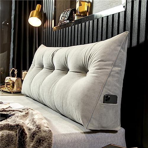 Lujosa almohada de lectura para cabecero de cama, 150 x 50 x 20 cm, cojín de apoyo para espalda con cuña triangular suave y funda lavable, ideal para dormitorio y sofá
