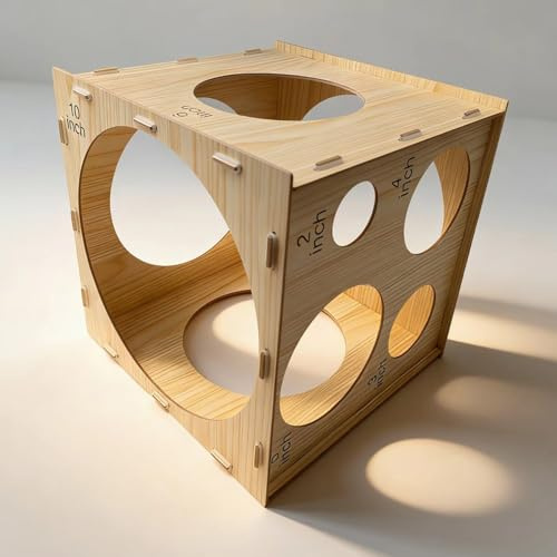 Huimai Scatola di misurazione per palloncini pieghevole in legno, strumento di misurazione per palloncini a 9 fori, per decorazioni di palloncini, kit per arco di palloncini (5-25 cm)