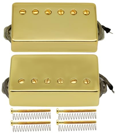 FLEOR Alnico5 Guitar Humbucker Pickup Set Golden Bridge & Neck Pickups Compatible with LP style Guitar Part