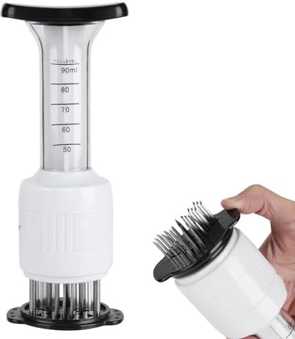 Siringa per Carne, Siringa per Marinatura, Carne Marinata Inteneritore Ago Iniettore Bistecche Aroma Siringa Cuoco Utensile da cucina per Manzo, Pollo, Maiale, Tacchino