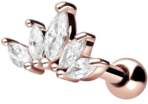 PIERCINGLINE Ohrpiercing Chirurgenstahl Lotusblüte Piercing Ohr-Stecker Helix Tragus Roségoldfarben