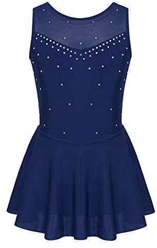 Zaldita Vestido de patinaje artístico para niña, vestido de baile con brillantes, maillot de ballet, traje de ballet, traje de gimnasia