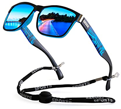 yoofun Gafas de Sol Hombre, Gafas de Sol Polarizadas para Pesca Ciclismo Béisbol Correr Conducir Protección UV400, Azul