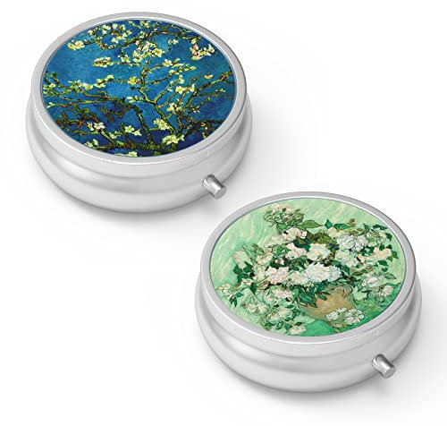 Boîte à pilules à 3 compartiments, boîte à pilules portable pour poche ou sac à main, boîte à pilules décorative en métal, organisateur de vitamines, cadeau unique (2 pièces)