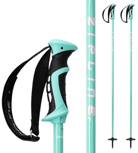 Zipline Blurr 16.0 Graphite Composite Downhill Ski Poles - Lightweight, Freeride All-Mountain, Vibration Dampening (Aqua, 50 in./127 cm)