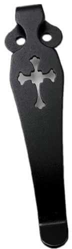 Aibote Titanlegierung Tiefes Tragen DIY-Taschenclip Praktisches Zubehör für Spyderco C81 C10 C11 (Kreuz,Schwarz)