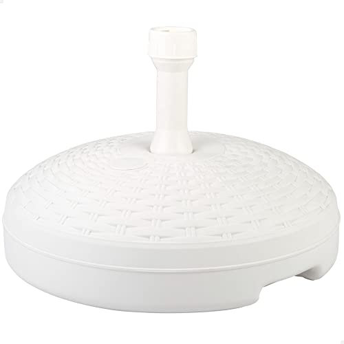 AKTIVE 61131 - Base de parasol de terrasse extérieure circulaire blanche, résistante à l'eau et aux rayons du soleil, avec réservoir d'eau ou de sable, base pare-soleil durable et stable