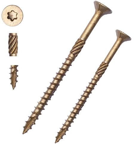 Holzschrauben 5x90mm, TORX-Profil 200Stck., Spanplattenschrauben, Senkkopfschrauben, Universalschrauben und Ruspert Anti-Korrosionsbeschichtung Bronze (5x90)
