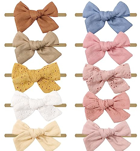 DRESHOW 10 Pcs Fascia Per Capelli Bambina Neonata Elastica - Accessori Fasce Bambini Neonato