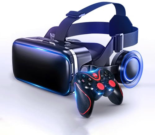 3D Jeux Lunettes avec Télécommande, VR Casque de Réalité Virtuelle pour Vidéo Films pour 14 13 12 11 Pro Max, VR Casque pour Android S23 S22 S22 S21 S20 Téléphone Smartphones 4.5-6.3in
