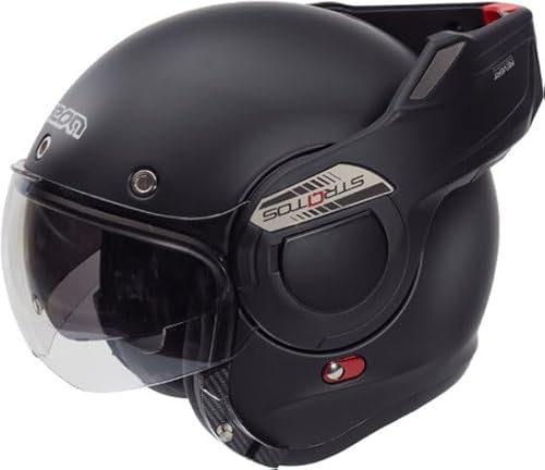 BEON Stratos – Sportlicher Fighterjet-Systemhelm – ECE 22.06 zugelassen, Rollerhelm, Motorradhelm, Helm für Motorrad, Roller, Moped, Moped