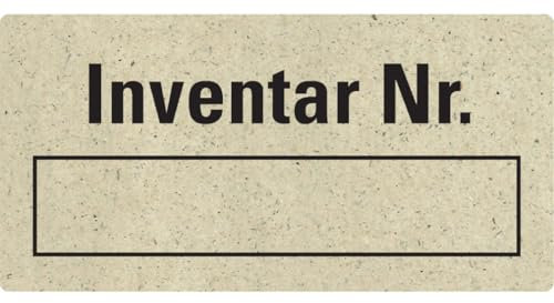 Dreifke® Inventaretikett Inventar-Nr., mit Beschriftungsfeld, natur, Graspapier, 40x20mm, 16 Stk.