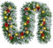 Weihnachtsgirlande mit Beleuchtung 30 LED - 2,7M Tannengirlande mit Beleuchtung Blumen Kugeln - Weihnachtsdeko Rattan Girlande Weihnachten für Treppe Indoor Außen Christmas