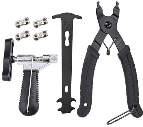 POHOVE Kettennieter Fahrrad, Kettenschloss Zange und 4 Paar Fahrradketten Nietwerkzeug, Fahrradketten Reparatur Set für 6-12 Fach Fahrradkette Werkzeug, für Rennrad, Mountainbike, Sportbike