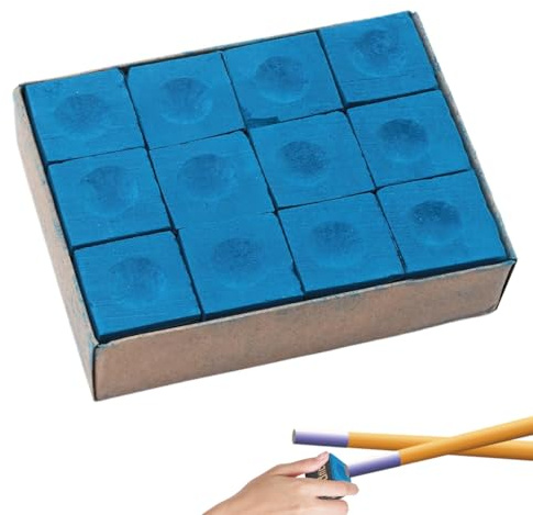 Jeeshvan 12 Pcs Snooker Cues Chalks, No‑slip Oily Pool Chalk, Premium Billiard Powder Snooker Accessories for Both Professional and Home Players