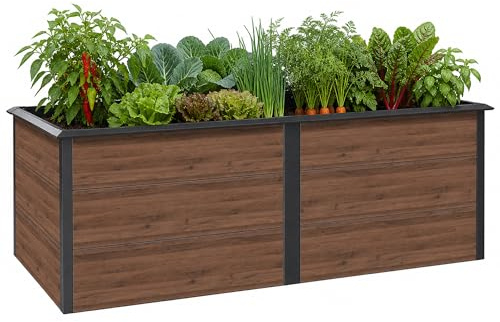 Zelsius Bancal elevado para jardín, terraza o balcón antracita RAL 7016 | huerto para verduras, flores, macetero, jardinera, jardinera, bancal de jardín (nogal, 200 x 100 x 77 cm)