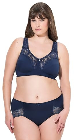 Ulla Popken Femme Grandes Tailles Soutien-Gorge de Maintien Kelly. Modèle sans Armatures, Dentelle Bleu Nuit 95D 800619139-95D