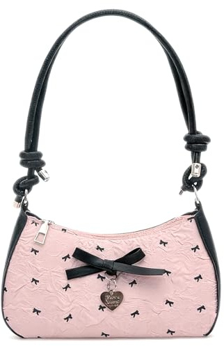 KASESSS Cross Body Bag Women, French Handbags & Shoulder Bags with Bow Pattern, Fashionable and Versatile Handbag, Shoulder Bag with Adjustable Shoulder Strap, Crossbody Bags for Women Girls, Pink