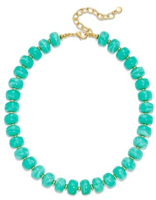 INNERDIVA Chunky Beaded Necklace for Women Statement Big Large Turquoise Bead Choker Necklaces Trendy Summer Beach Beachy Womens Charm Jewelry Boho Colorful Resin Gemstone Necklace Prom Accessories