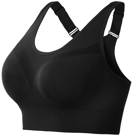 Litherday Soutien Gorge de Sport Femme Push Up sans Coutures Maintien Fort sans Armature Coques Amovibles Bretelles Réglables pour Fitness Yoga Course