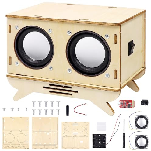 Juego de construcción de altavoz, altavoz Bluetooth electrónico con soporte | Electrónica Juego de construcción de altavoz, kit de construcción de madera, experimentos científicos, juguetes