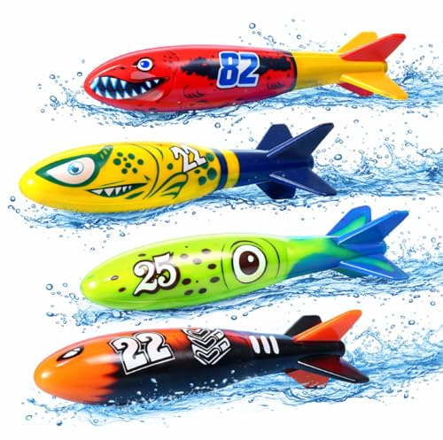TK Gruppe Timo Klingler 4 x Torpedo för barn och vuxna – pool och simbassäng – vattenleksak för dykning – dykringar och dykstavar (4 x Torpedo)