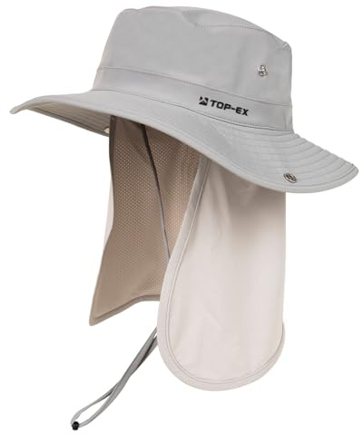 TOP-EX UVCoolix Sun Hat, Neck Flap, Grey, Medium