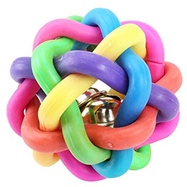 Rengue Balle de Cloche Colorée pour Animaux de Compagnie, Jouet de Balles avec Cloche à Anneau pour Le Plaisir et l'entraînement en Intérieur, Forme Groovy de 5,5 Cm pour Chiens et Chats Balle de