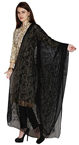 DUPATTA BAZAAR Woman's Embroidered Chiffon Dupatta