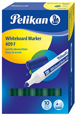 Pelikan 947804, 10 Pennarelli Marker, per Lavagna Bianca Whiteboard o Fogli, Verde