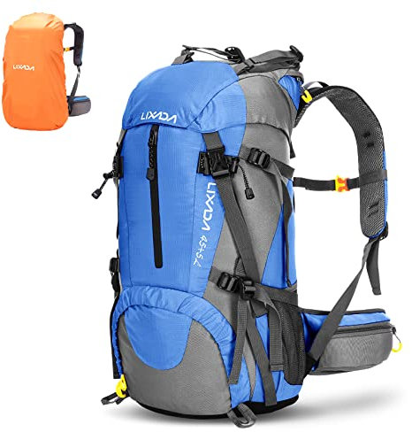 Lixada Trekkingrucksack Wanderrucksack Reiserucksack Rucksack 50L Wasserabweisend mit Regen Abdeckung