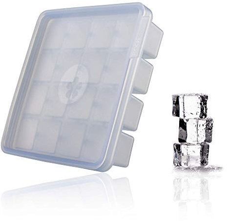 Kochblume Original Eiswürfelform | BPA-Frei, großer Silikon Eiswürfelbehälter mit Deckel und stapelbar, in der bunten Box (Eisblau)