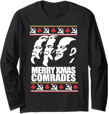 BUON NATALE COMPAGNO Brutto Maglione di Natale Marx Angeli Lenin Maglia a Manica