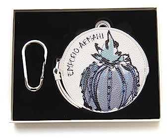 Emporio Armani Porte-monnaie rond blanc avec fermeture éclair, Blanc, Taglia Unica, Porte-monnaie