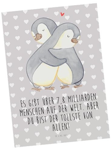 Mr. & Mrs. Panda Grußkarte Pinguine Kuscheln - Geschenk, Postkarte, Freund, für Freundin, Hochzeitstag, Valentinstag, Postkarten, bildkarte, Ansichtskarte, Mitbringsel, Ansichtskarten, Frauen