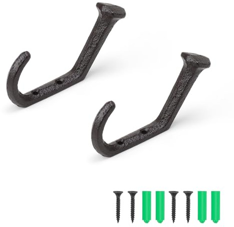 Appendiabiti da Parete Nero, DIYCUT 2 Pezzi Ganci Appendiabiti da Porta, Dalla Forma Unica, con Gancio da Parete in Stile Nostalgico, Adatto per Uso Interno ed Esterno