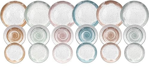 Tognana Sienna - Servicio de platos para 6 personas, 18 piezas, porcelana, multicolor
