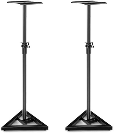 COSTWAY 2er Set Lautsprecherständer, Boxenständer 97-157cm höhenverstellbar mit stabilem Dreiecksfuß, Bodenständer bis 50kg Belastbar