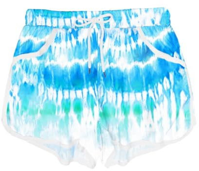 Girls Swim Board Shorts Quick Dry Elastic Waist Swim Trunks Water Sport Tie Dye Shorts 11-12 Years