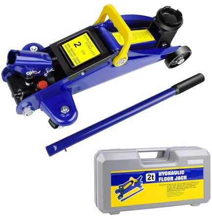 Floor Jack Low Profile 2 Ton Hydraulic Trolley Service, Steel Car Jack with Storage Case, 4000lbs Load Capacity, Lift Range 135mm to 320mm for Cars, Vans, Trucks