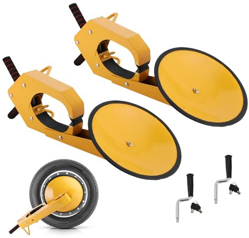 DASBET Wheel Lock Clamp Boot Heavy Duty Auto Anti-Theft Tire Parking Boot with Key and Crank Adjustable Tire Lock for Car Truck RV ATV (73cm x 34cm, 2, Piece)