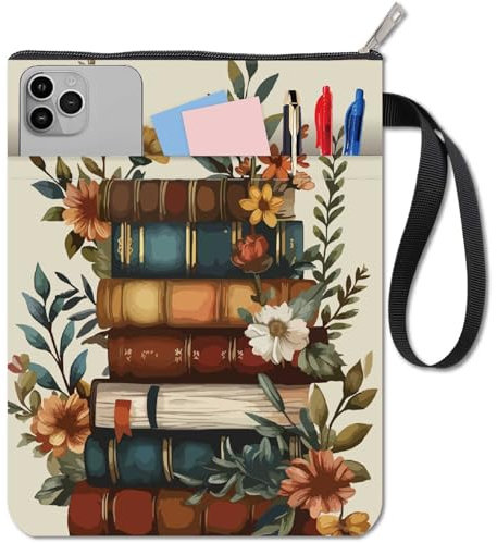 craspire Buchhülle Mit Reißverschluss Buchumschlag Blumen Botanisches Blumenmuster Waschbarer Stoff 11 x 8,7 Zoll Buchschutztasche Für Bücherwurm Bücherwurm Bibliophile Hardcover Taschenbuch