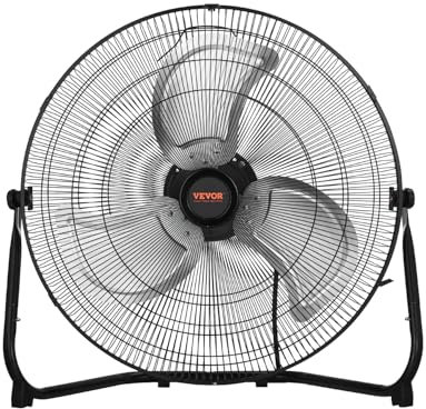 VEVOR Ventilateur de sol, 3 vitesses, ventilateur industriel en métal robuste 450 mm, inclinaison à 360°, vitesse du vent 6 m/s, pour maison, bureau, garage, magasin commercial, chambre à coucher