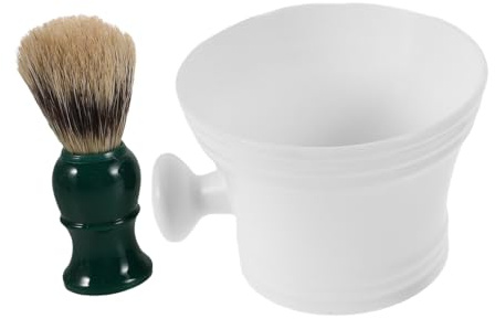 Mikikit Kit de Cuidado para Hombres Cuenco Grande, Mango de Plástico Ergonómico, Cepillo para Afeitado, Adecuado para Uso en Casa o Viaje