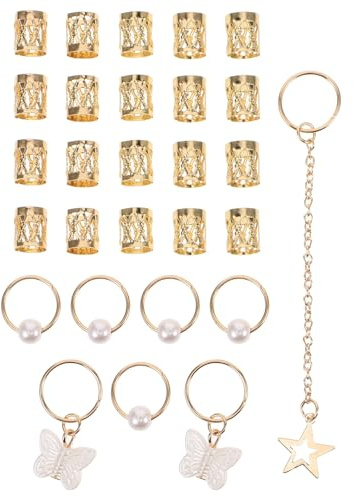 ARTIBETTER 28pcs Butterfly Braid Hair Charms Set for Women, Dreadlock Rings Hair Jewelry Accessories for Braids and Dreads Festival Decorations