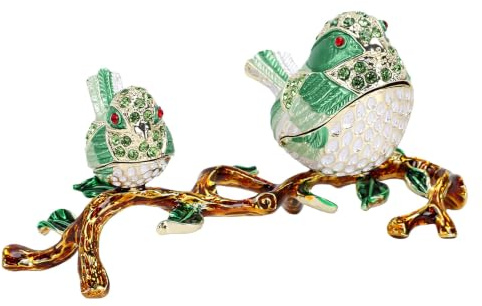 Cryfokt Emalj Fågel Smyckeskrin, Elegant Dekorativ | Elegant Dekorativ Smyckeslåda med Rhinestones, Emaljerad Fällbar Smyckeslåda för Hemmet