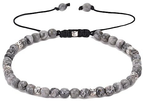 armband av natursten, Smyckesarmband Vävda Justerbara for Honom Och Henne, Natursten Elastiska Armband 4 Mm